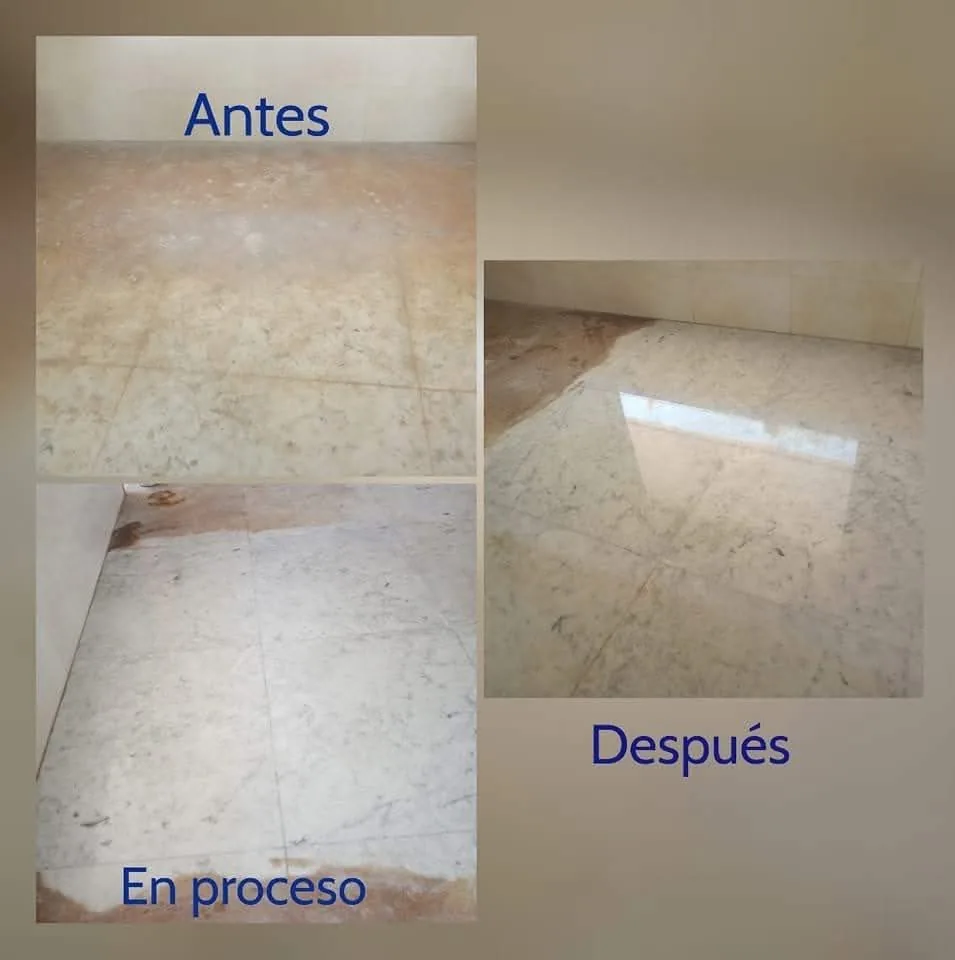 Comparativo de mármol antes, proceso y después